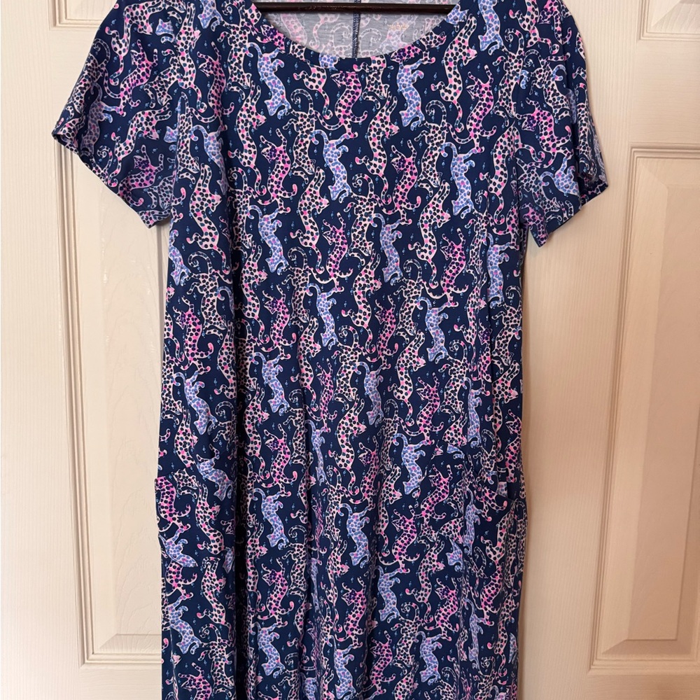 Lilly Pulitzer Blue and Pink A-line Midi Dress
